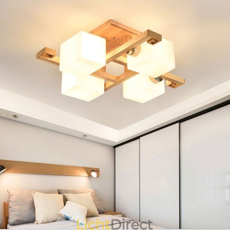 Nordic Flush Mount Plafondlamp Creatief Warm Massief Houten Licht