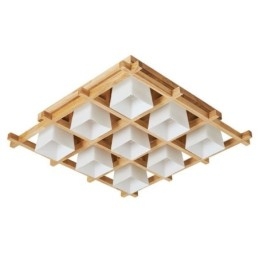 Nordic Square Grid Flush Mount Plafondlamp Rubberhoutlamp