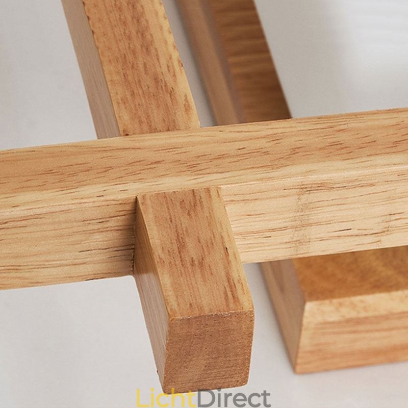 Nordic Square Grid Flush Mount Plafondlamp Rubberhoutlamp