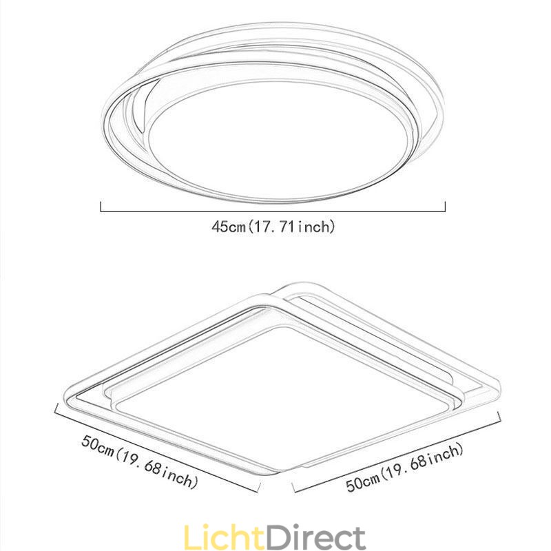 Moderne eenvoudige plafondlamp met geometrische montage, vierkant frame en lamplicht