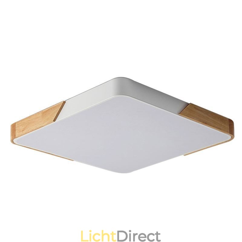 Eenvoudige plafondlamp met houten frame, superdun design, lamp met lampje