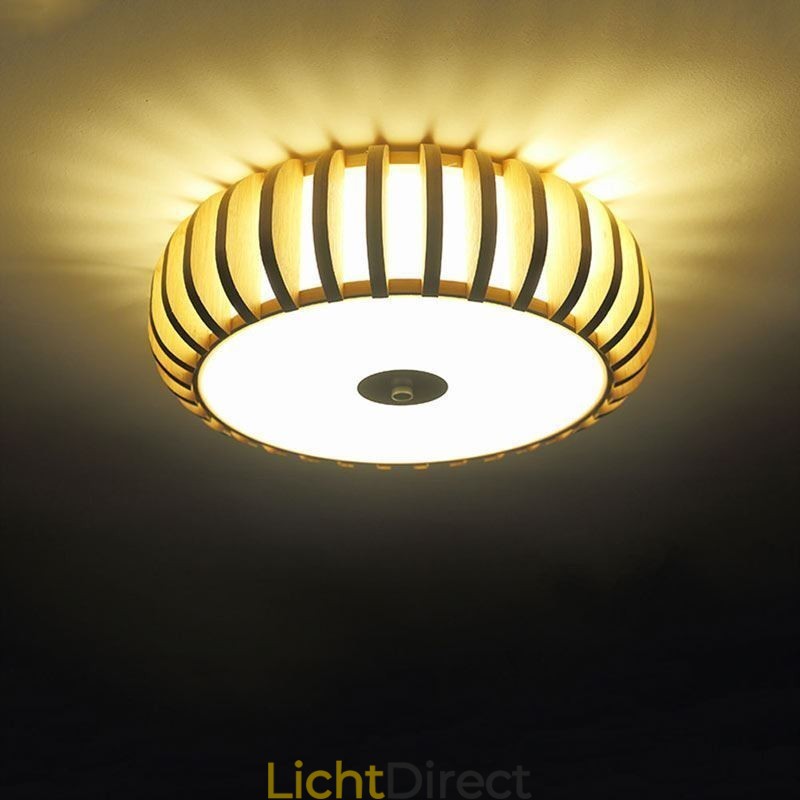 Landelijke plafondverlichting in de vorm van een pompoen van bamboe