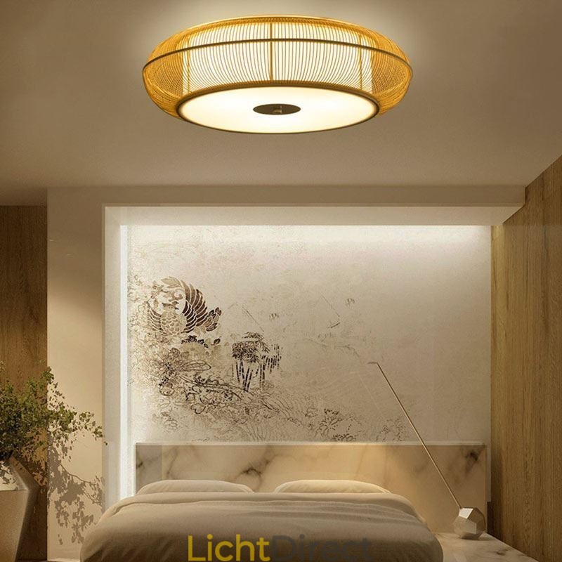 Chinese speciale bamboe plafondlamp met creatieve Japanse ronde plafondmontage