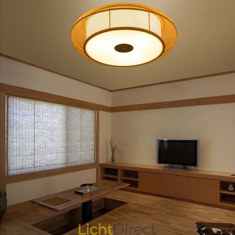 Chinese speciale bamboe plafondlamp met creatieve Japanse ronde plafondmontage