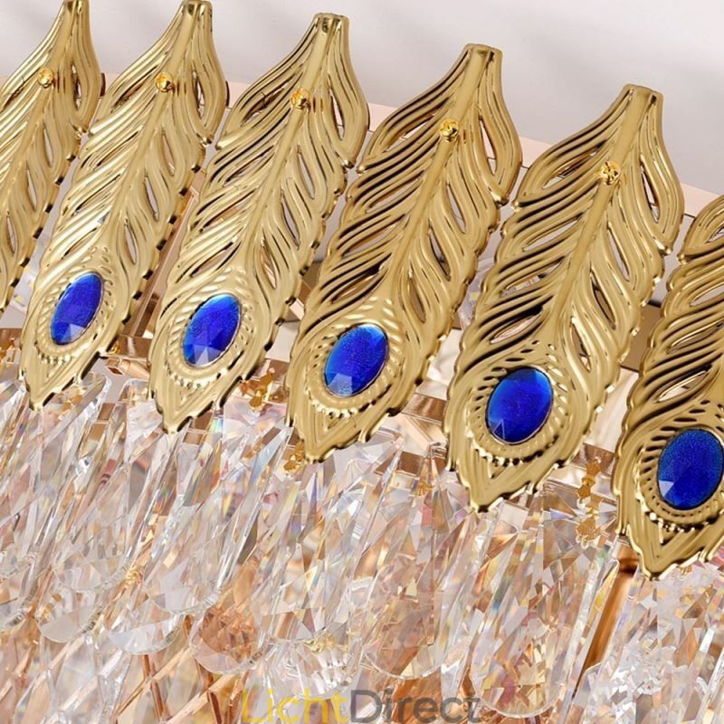 Kristallen plafondlamp met ronde, gegalvaniseerde Phoenix Tail-gouden luxe decoratieve plafondlamp