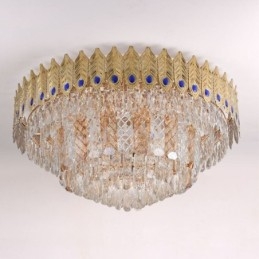 Kristallen plafondlamp met ronde, gegalvaniseerde Phoenix Tail-gouden luxe decoratieve plafondlamp