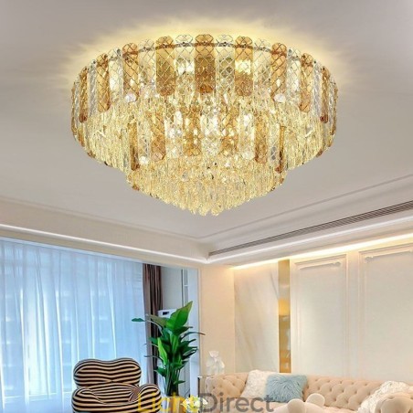 Kristallen inbouw dubbele laag ronde luxe decoratieve plafondlamp 80cm Kristallen inbouw dubbele laag ronde luxe decoratieve plafondlamp 80cm