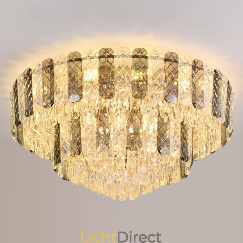 Kristallen inbouw dubbele laag ronde luxe decoratieve plafondlamp 80cm