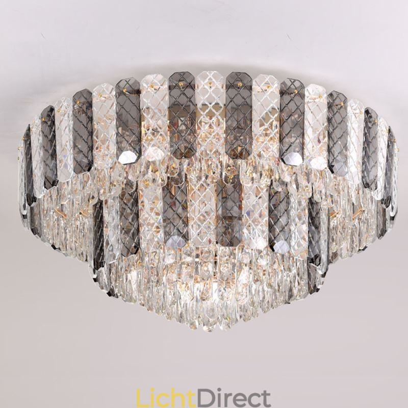 Kristallen inbouw dubbele laag ronde luxe decoratieve plafondlamp 80cm