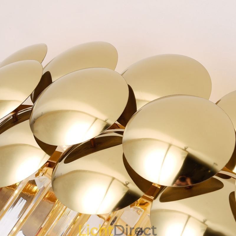 Kristallen plafondlamp in de vorm van een ronde, gegalvaniseerde gouden luxe decoratieve lamp van 80 cm