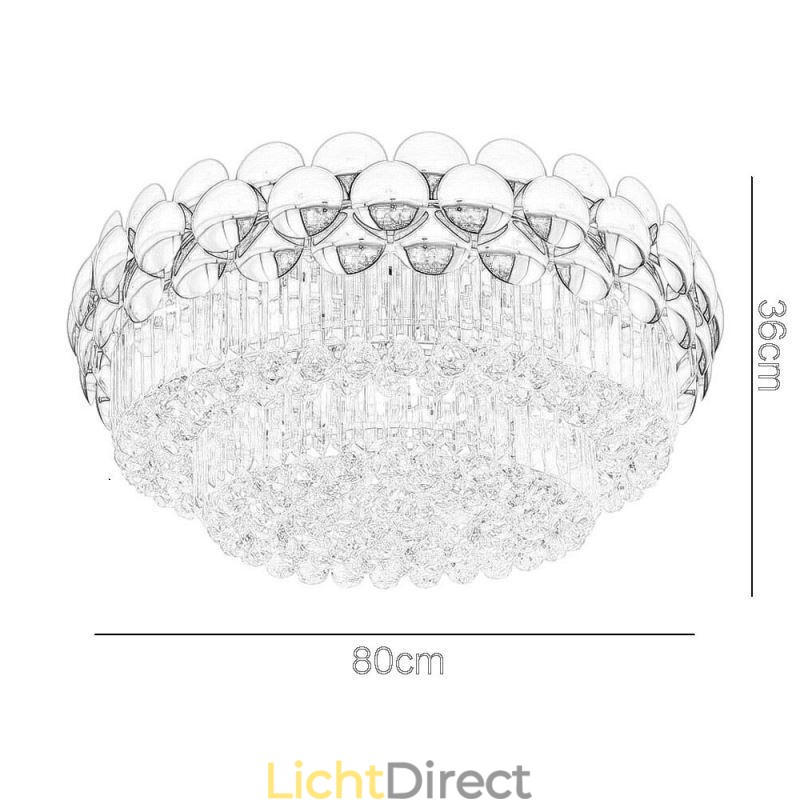 Kristallen plafondlamp in de vorm van een ronde, gegalvaniseerde gouden luxe decoratieve lamp van 80 cm