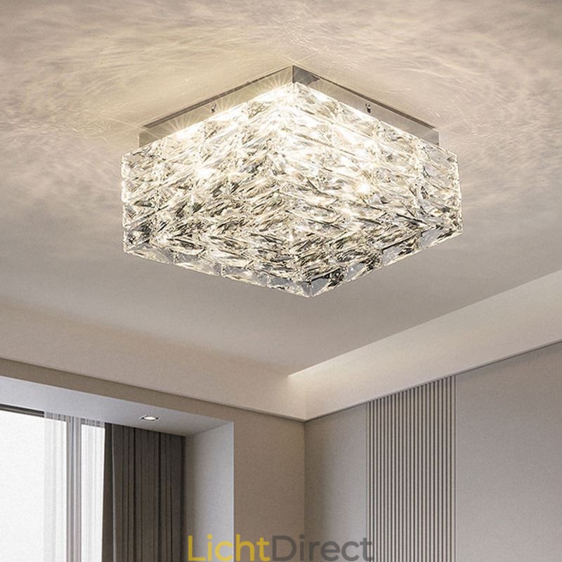 Kristallen plafondlamp inbouw drie kleuren dimbaar