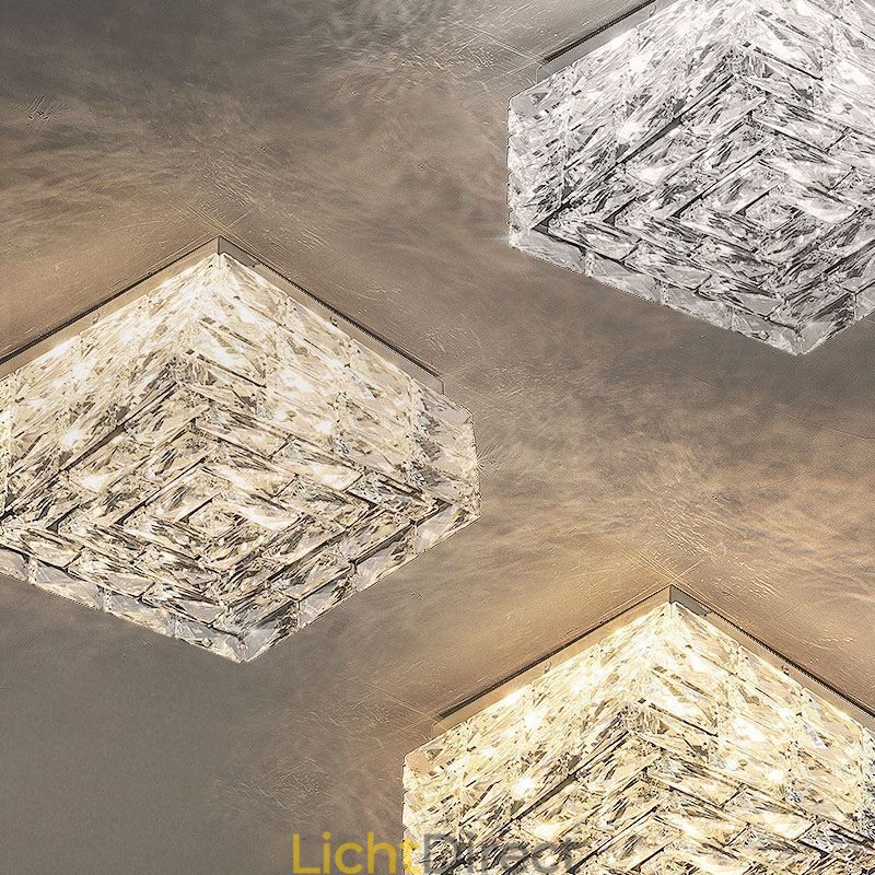 Kristallen plafondlamp inbouw drie kleuren dimbaar