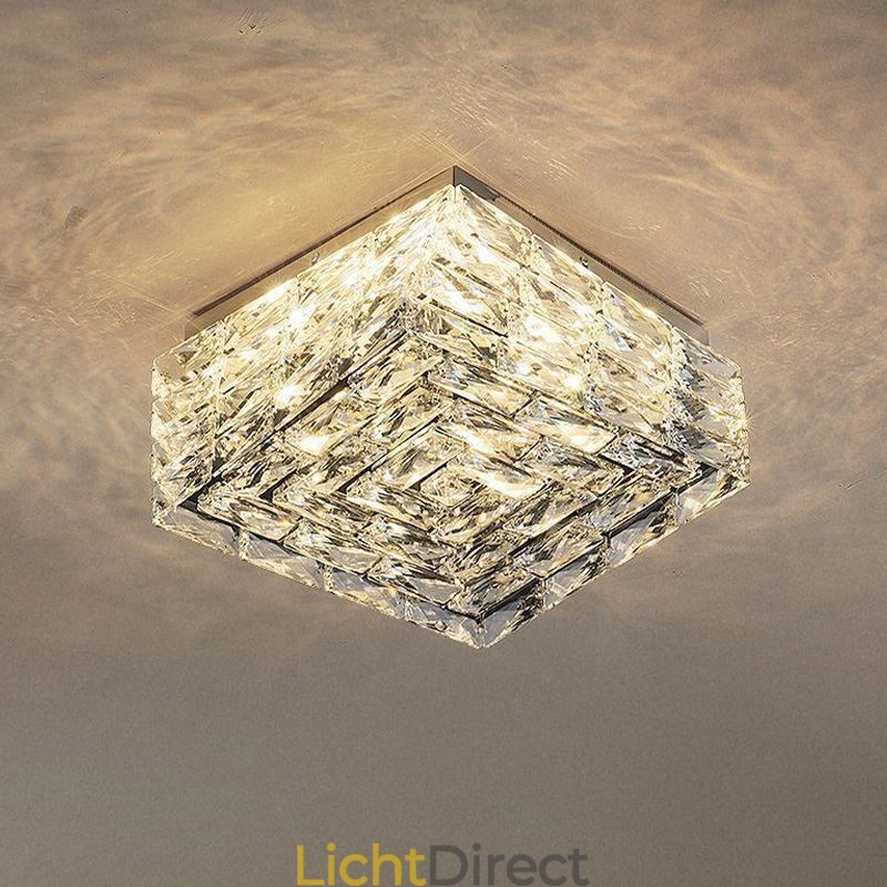 Kristallen plafondlamp inbouw drie kleuren dimbaar