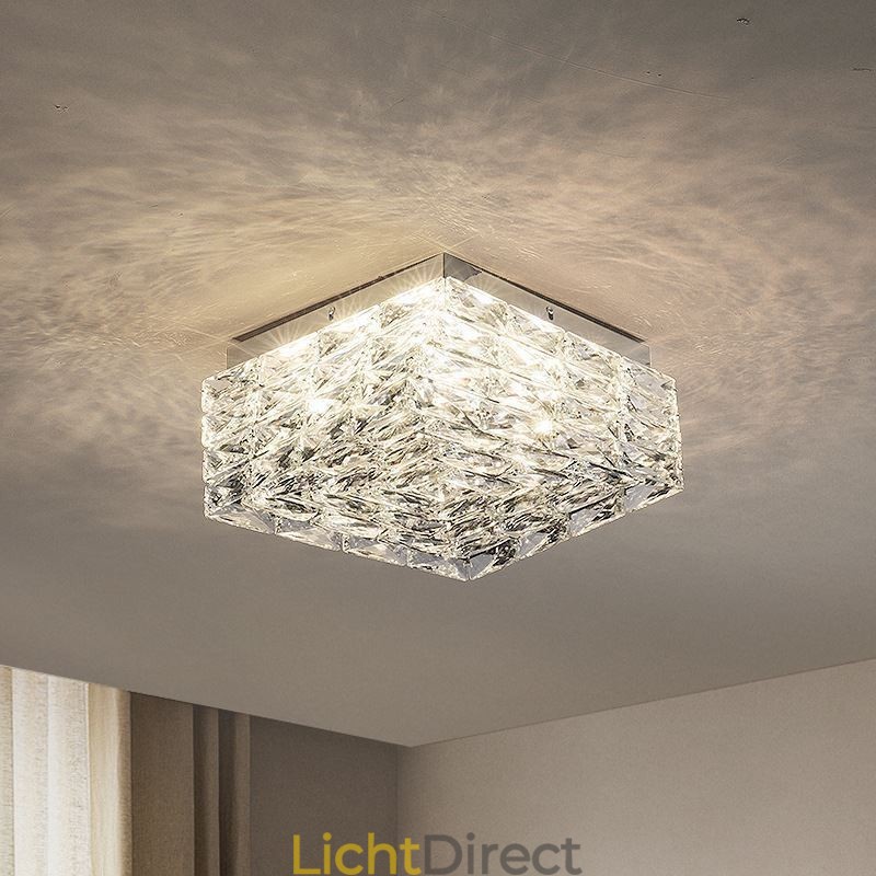 Kristallen plafondlamp inbouw drie kleuren dimbaar