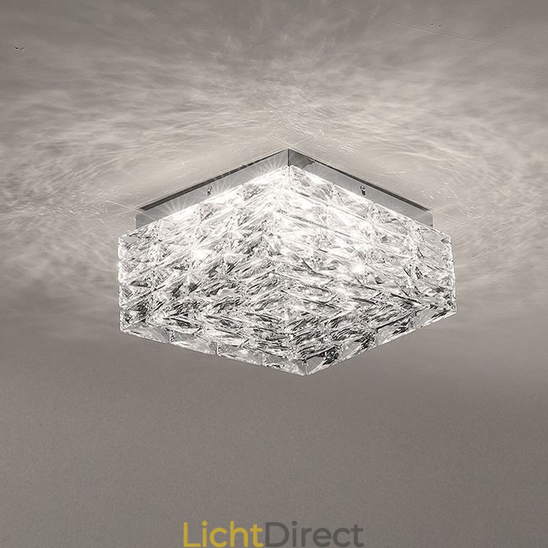 Kristallen plafondlamp inbouw drie kleuren dimbaar