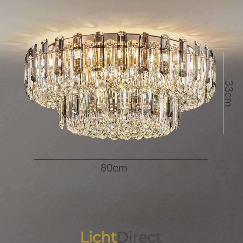 Kristallen plafondlamp in rookgrijze kleur, decoratie in kristalvorm