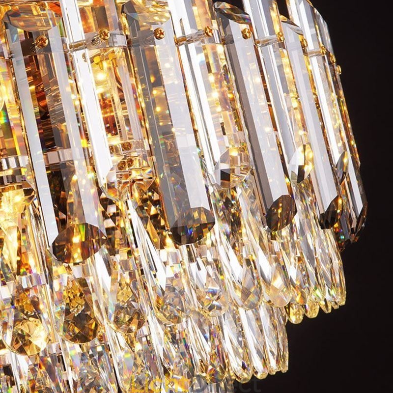 Kristallen plafondlamp in rookgrijze kleur, decoratie in kristalvorm