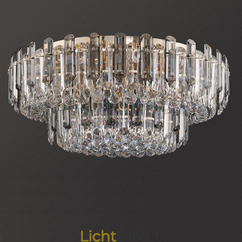 Kristallen plafondlamp in rookgrijze kleur, decoratie in kristalvorm