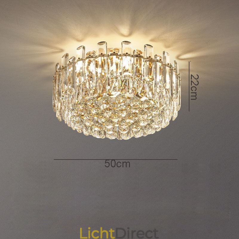 Luxe kristallen plafondlamp met ronde decoratie inbouw