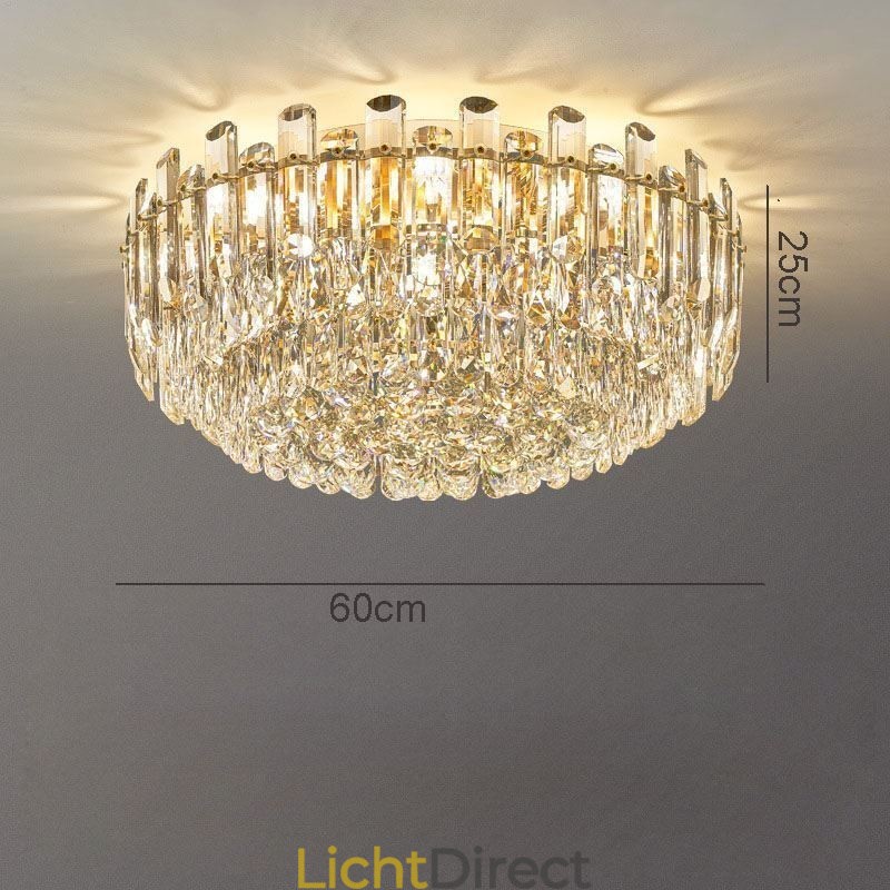 Luxe kristallen plafondlamp met ronde decoratie inbouw