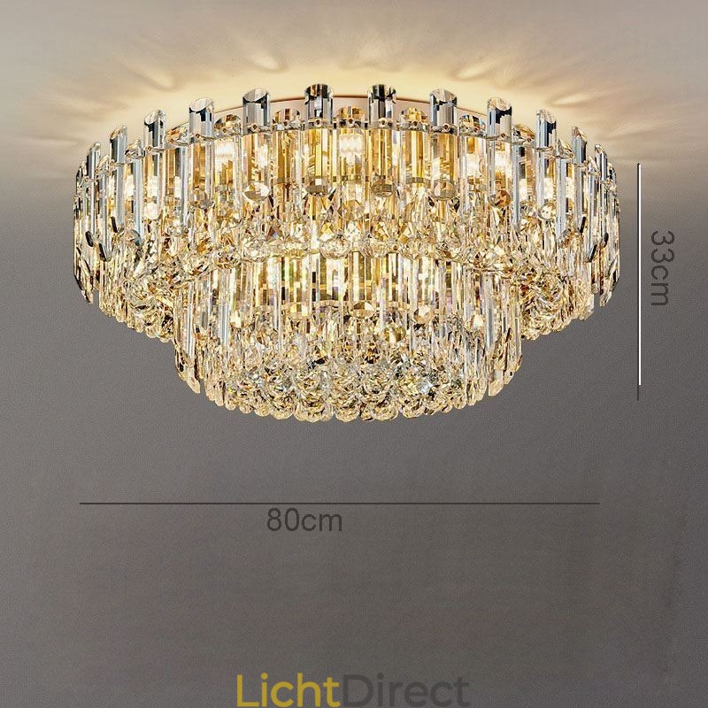 Luxe kristallen plafondlamp met ronde decoratie inbouw