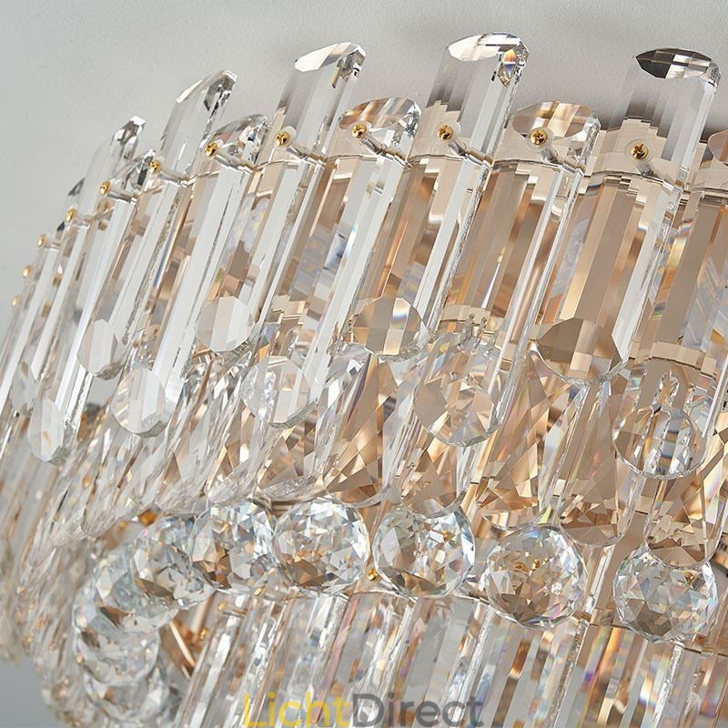 Luxe kristallen plafondlamp met ronde decoratie inbouw