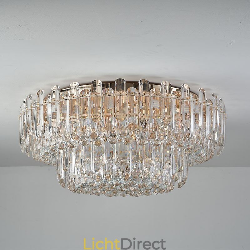 Luxe kristallen plafondlamp met ronde decoratie inbouw