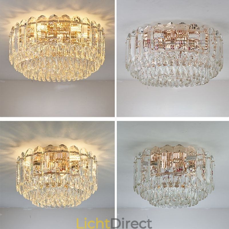 Kristallen plafondverlichtingsarmaturen met ronde kristallen decoratie