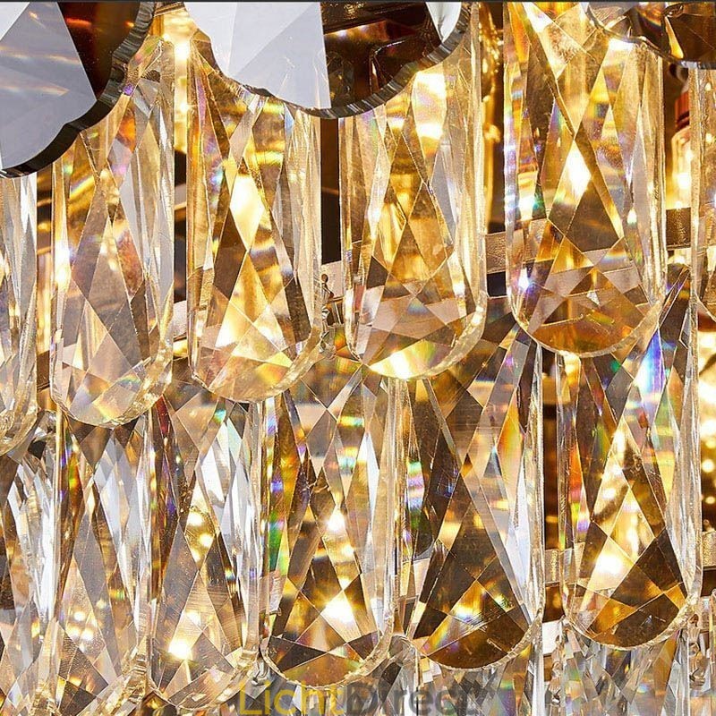 Kristallen plafondlamp in rookgrijze uitvoering, ronde kristallen decoratie