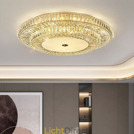 Kristallen plafondlamp met ronde kristallen decoratie Kristallen plafondlamp met ronde kristallen decoratie