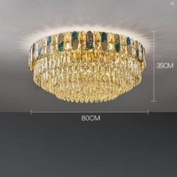 Kristallen plafondlamp met ronde kristallen decoratie, kristallen schelplampenkap