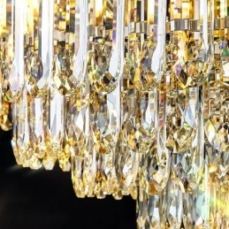 Kristallen plafondlamp met ronde kristallen decoratie, kristallen schelplampenkap