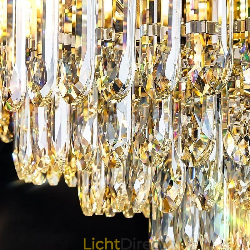 Kristallen plafondlamp met ronde kristallen decoratie, kristallen schelplampenkap