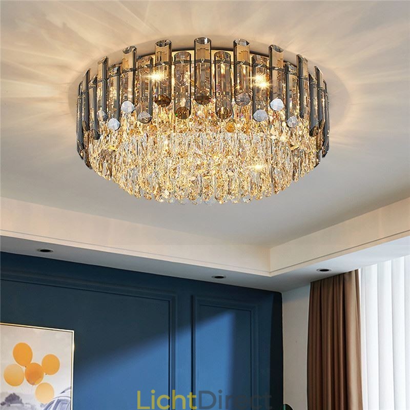 Kristallen plafondlamp, eenvoudige, moderne, ronde, decoratieve plafondlamp