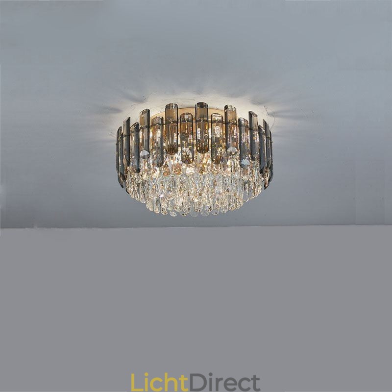 Kristallen plafondlamp, eenvoudige, moderne, ronde, decoratieve plafondlamp