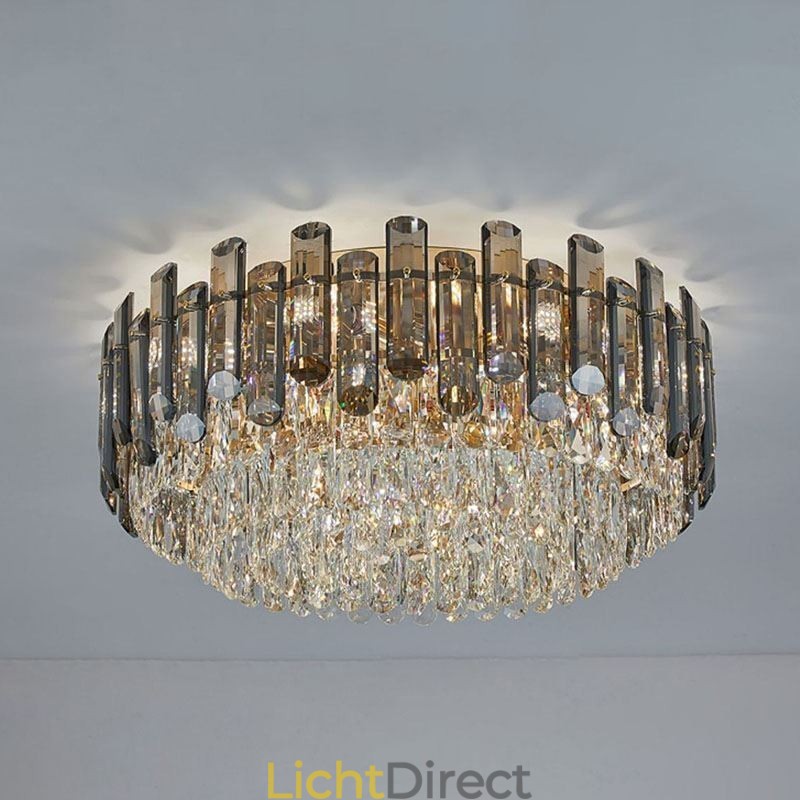 Kristallen plafondlamp, eenvoudige, moderne, ronde, decoratieve plafondlamp