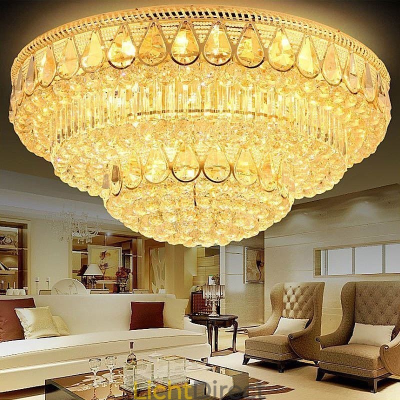 Luxe plafondlamp met kristallen, ronde lamp