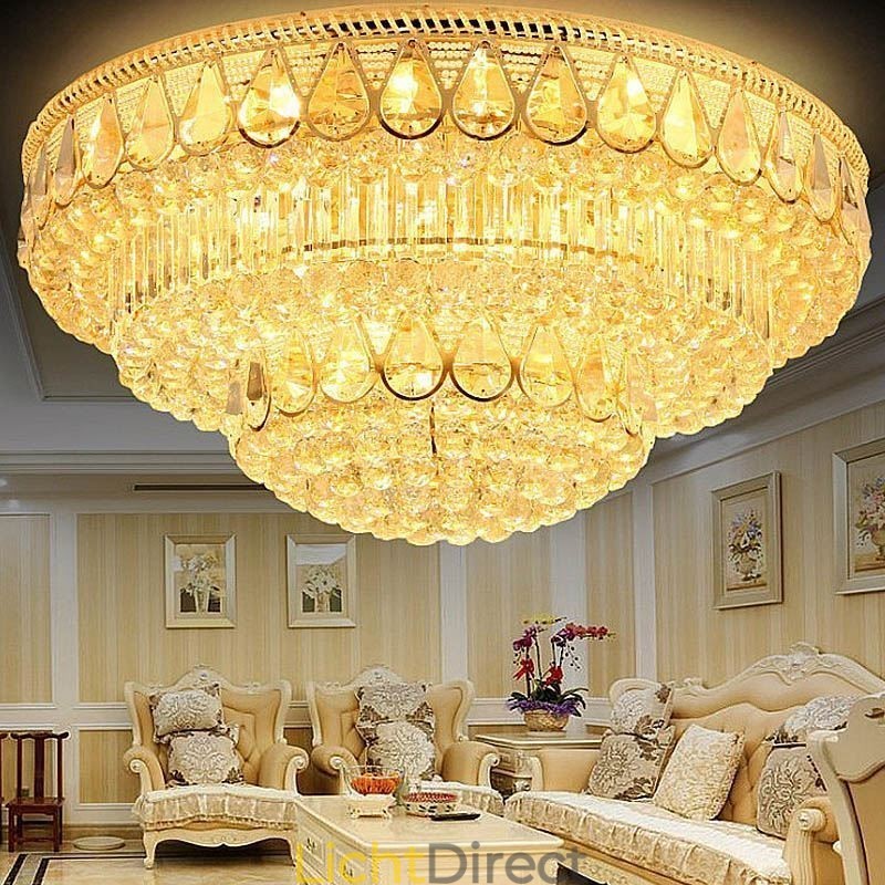 Luxe plafondlamp met kristallen, ronde lamp