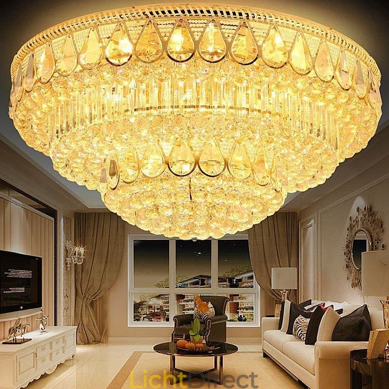 Luxe plafondlamp met kristallen, ronde lamp