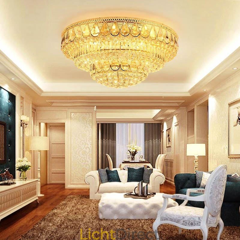Luxe plafondlamp met kristallen, ronde lamp