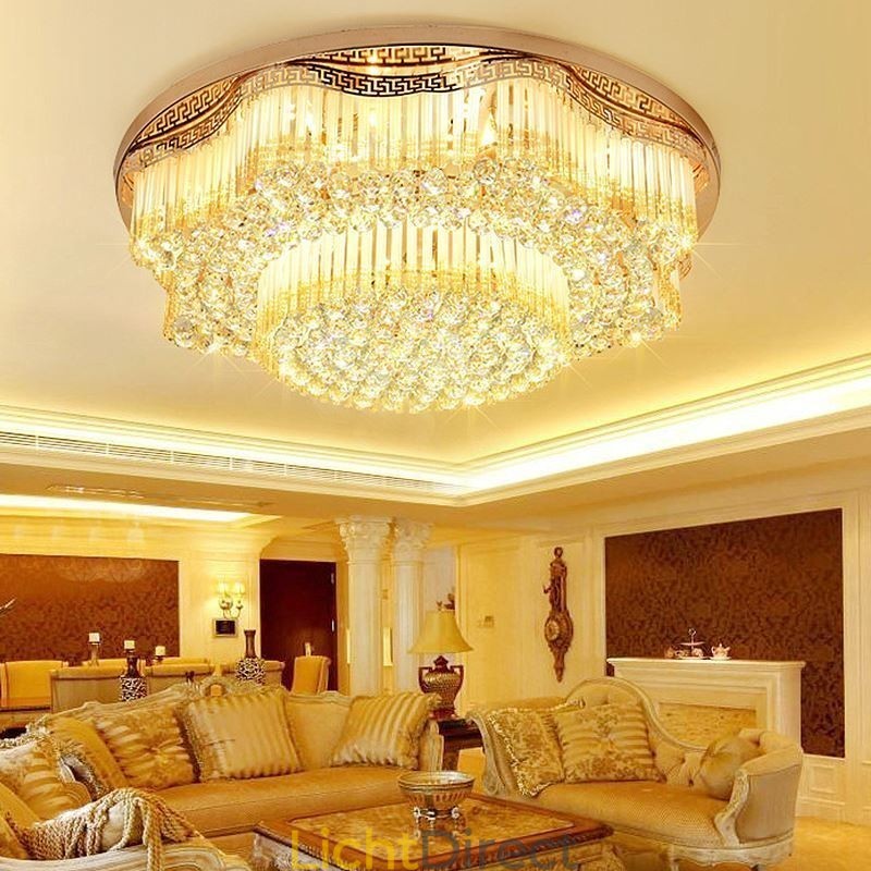 Moderne plafondlamp met kristallen, luxe ronde verlichting