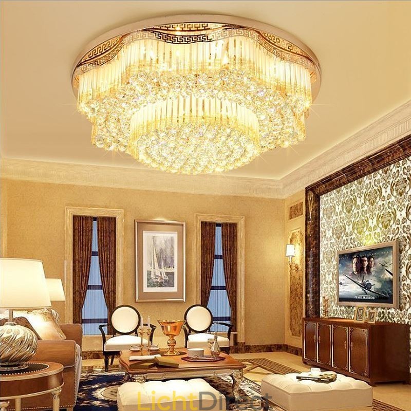 Moderne plafondlamp met kristallen, luxe ronde verlichting