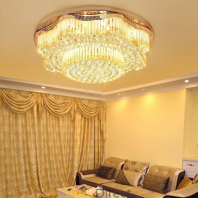 Moderne plafondlamp met kristallen, luxe ronde verlichting