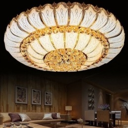 Moderne eenvoudige plafondlamp met kristallen, rond