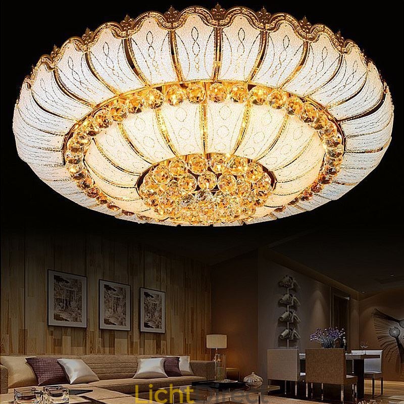 Moderne eenvoudige plafondlamp met kristallen, rond