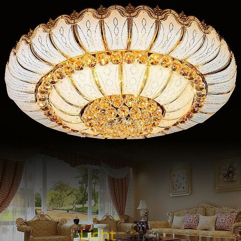 Moderne eenvoudige plafondlamp met kristallen, rond