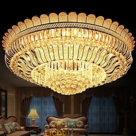 Luxe Kristallen Plafondlamp Goud Inbouw Ronde Verlichting Luxe Kristallen Plafondlamp Goud Inbouw Ronde Verlichting