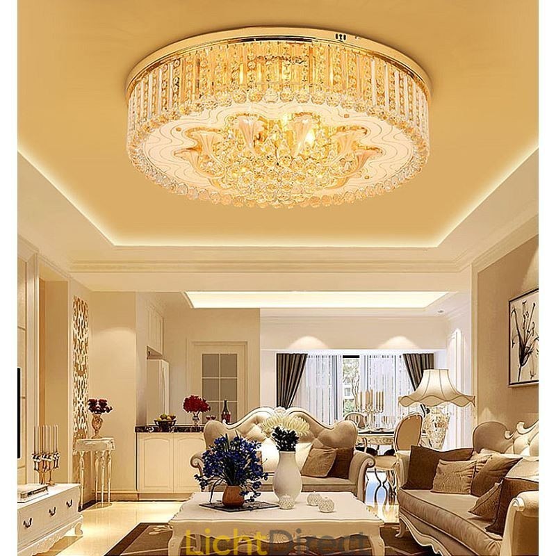 Elegante plafondlamp met gouden kristallen