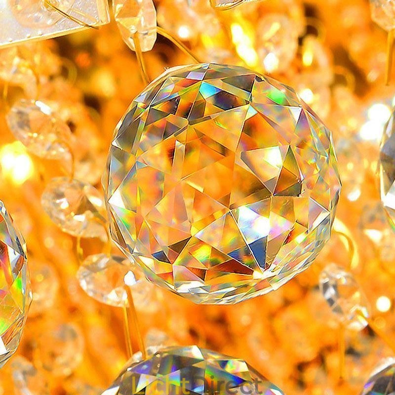 Elegante plafondlamp met gouden kristallen